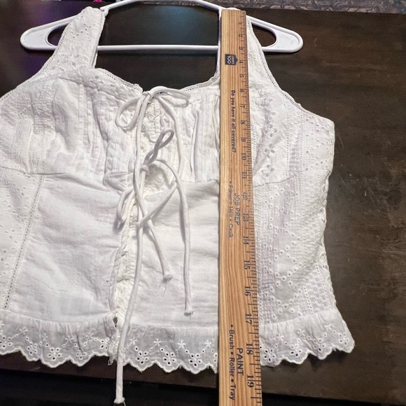 Miss Me White Eyelet Lace-Up Blouse - Picture 7 of 7